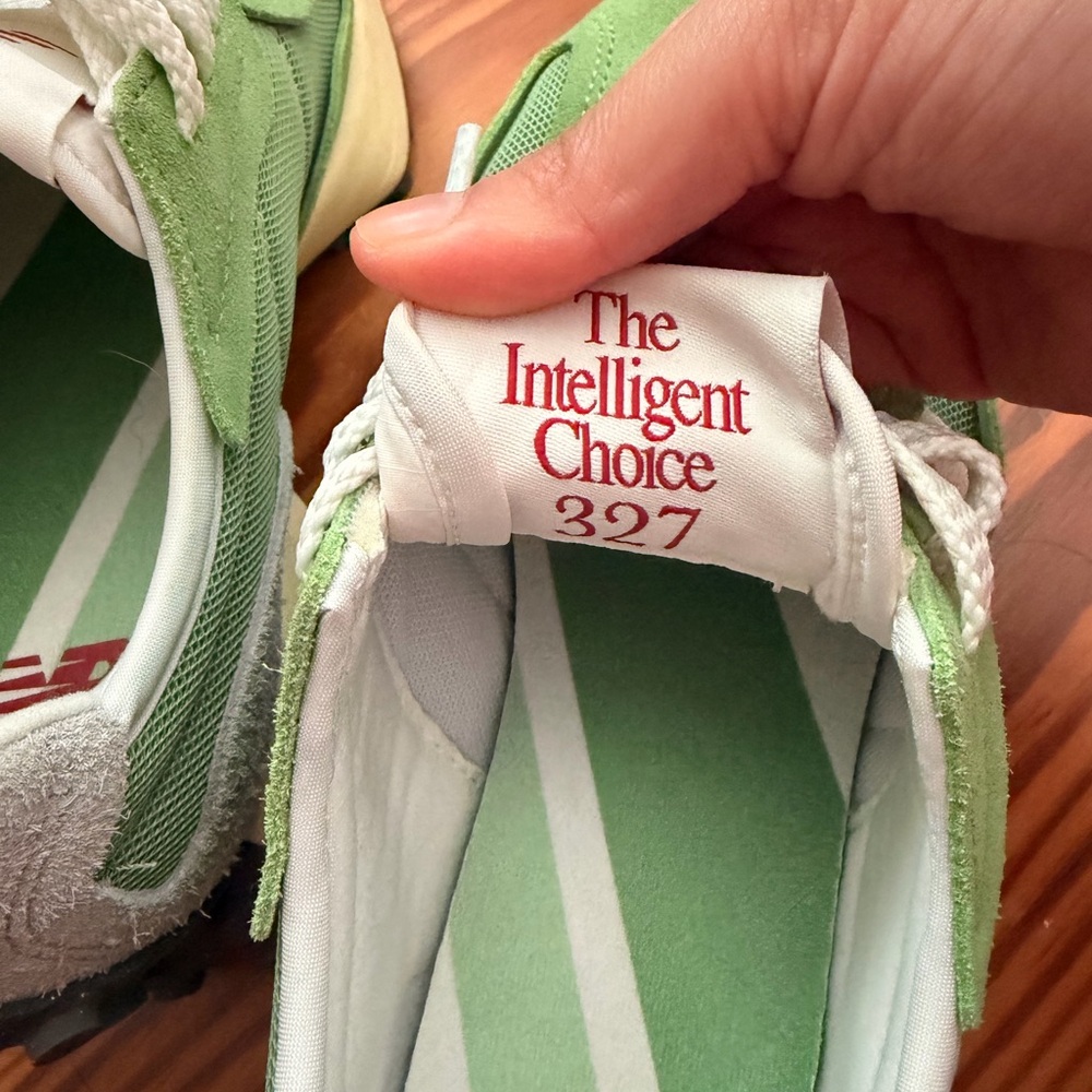 New Balance Green and White Retro Runner Sneakers - Picture 4 of 6